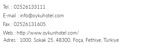 Oykun Hotel telefon numaralar, faks, e-mail, posta adresi ve iletiim bilgileri